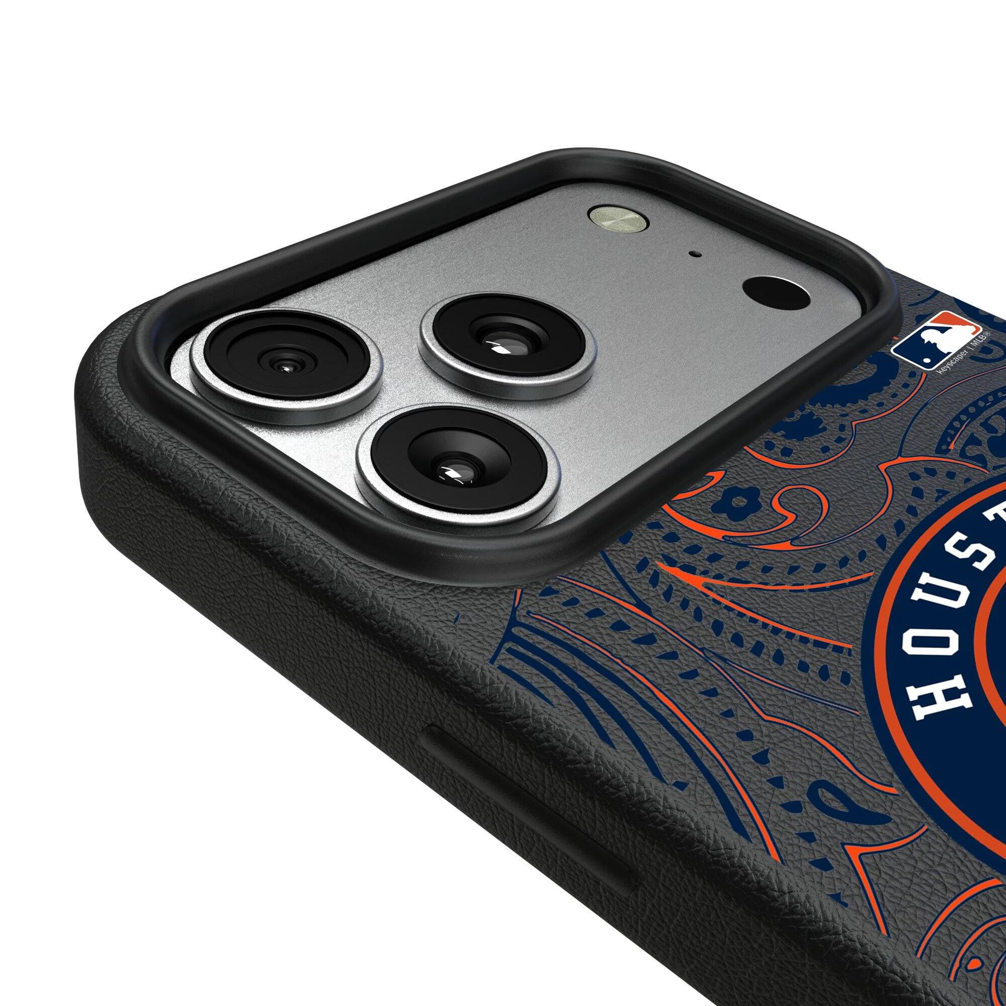 Alt View 2. Keyscaper - Houston Astros Paisley iPhone Magnetic Bump Case - 15 - Black.
