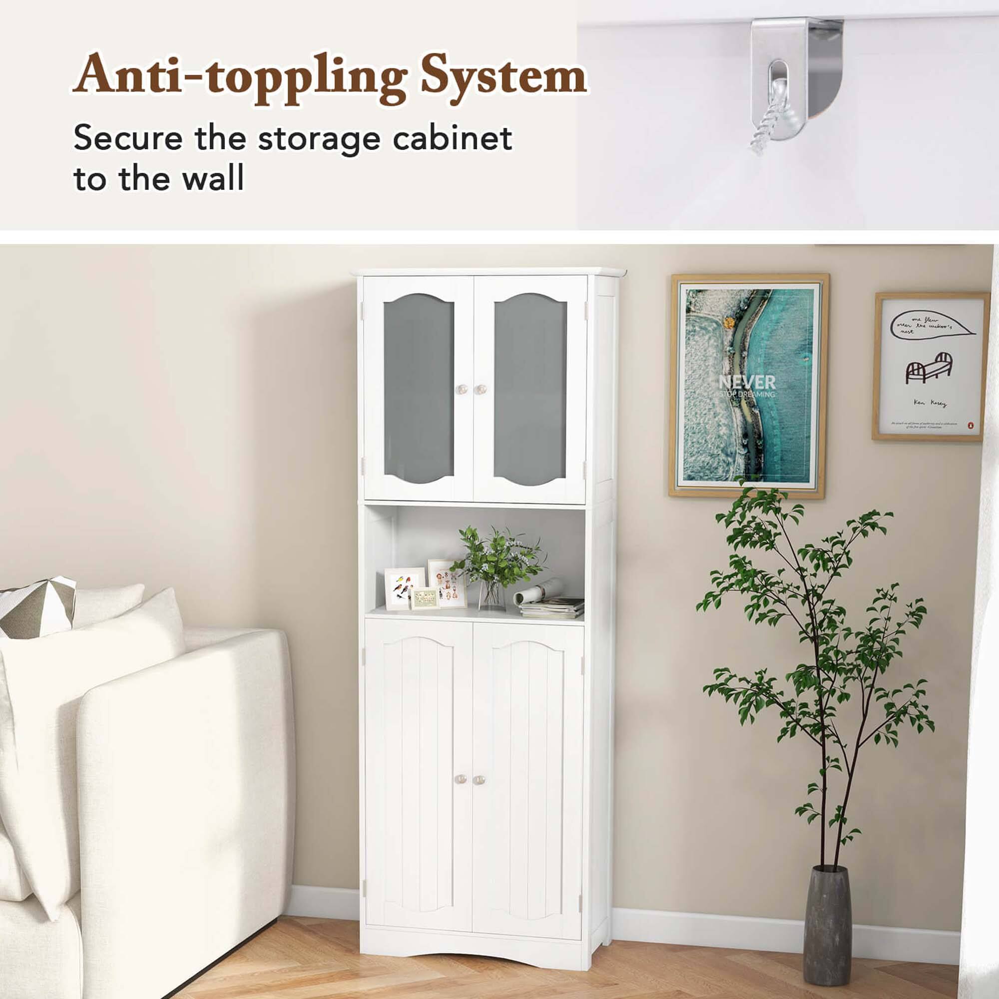 Anti-toppling System Secure the storage cabinet to the wall - Always ensure that the cabinet is properly anchored to the wall to prevent it from falling and causing damage.