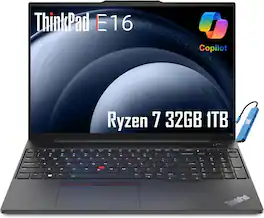 Lenovo - ThinkPad E16 Gen 2 16" WUXGA Laptop - AMD Ryzen 7 with 32GB RAM - 1TB SSD - Fingerprint - Backlit Keyboard - Win 11 Pro - Black