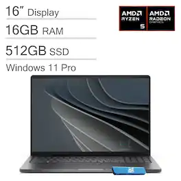 Dell - Pro 16 Laptop - 16" WUXGA - AMD Ryzen 5 220 - 16GB Memory - 512GB SSD - Backlit - Thunderbolt - Windows 11Pro - Gary