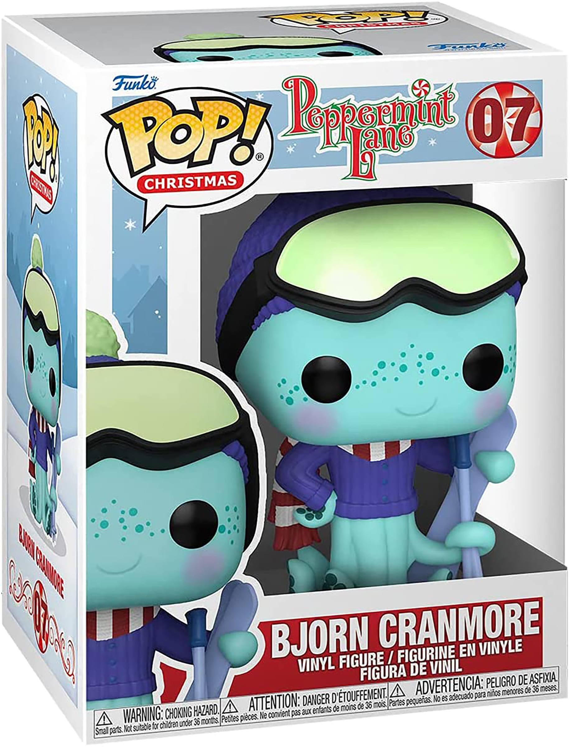 **Peppermint Lane 07**

**Funko POP! Christmas**

**BJORN CRANMORE**

**Vinyl Figure / Figurine en Vinyle / Figura de Vinil**

**WARNING: CHOKING HAZARD - Small parts. Not suitable for children under 36 months.**

**ADVERTENCIA: PELO DE ASFIXIA. Peligro de asfixia. No es adecuado para niños menores de 36 meses.**

**ATTENTION: DANGER D'ÉTOUFFEMENT. Ne convient pas aux enfants de moins de 36 mois.**