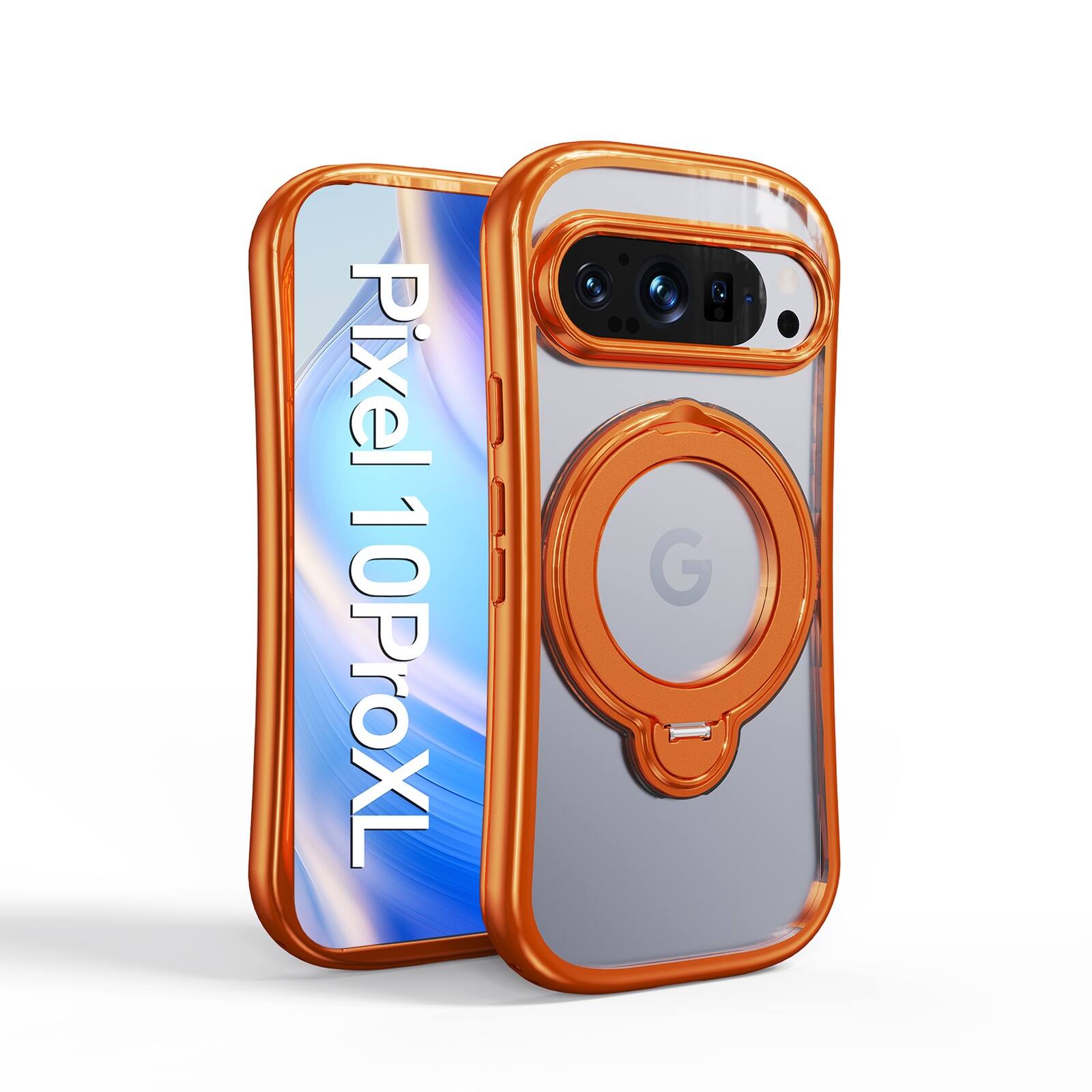 Dteck - Hands-Free Crossbody Magnetic Case for Google Pixel 10 Pro XL with 360 Ring Stand, Clear Shockproof TPU Protective Cover - Orange price history on PriceWatchPro