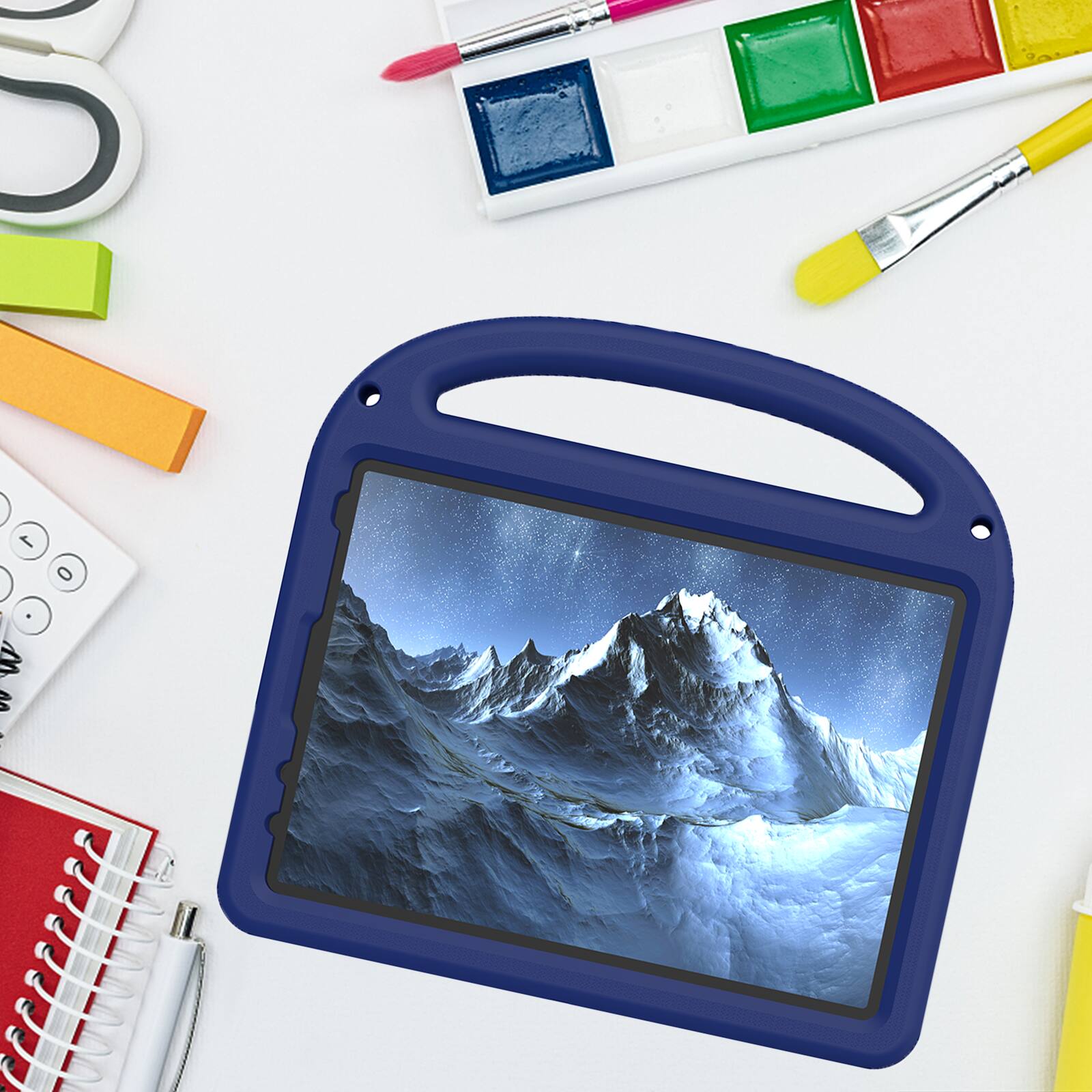 Alt View 4. Dteck - Kids Shock-absorbent TPU Tablet Case for Apple iPad (A16) 11" 2025/10th Gen 2022 with Shoulder Strap & Pen Holder Cover - Navyblue.