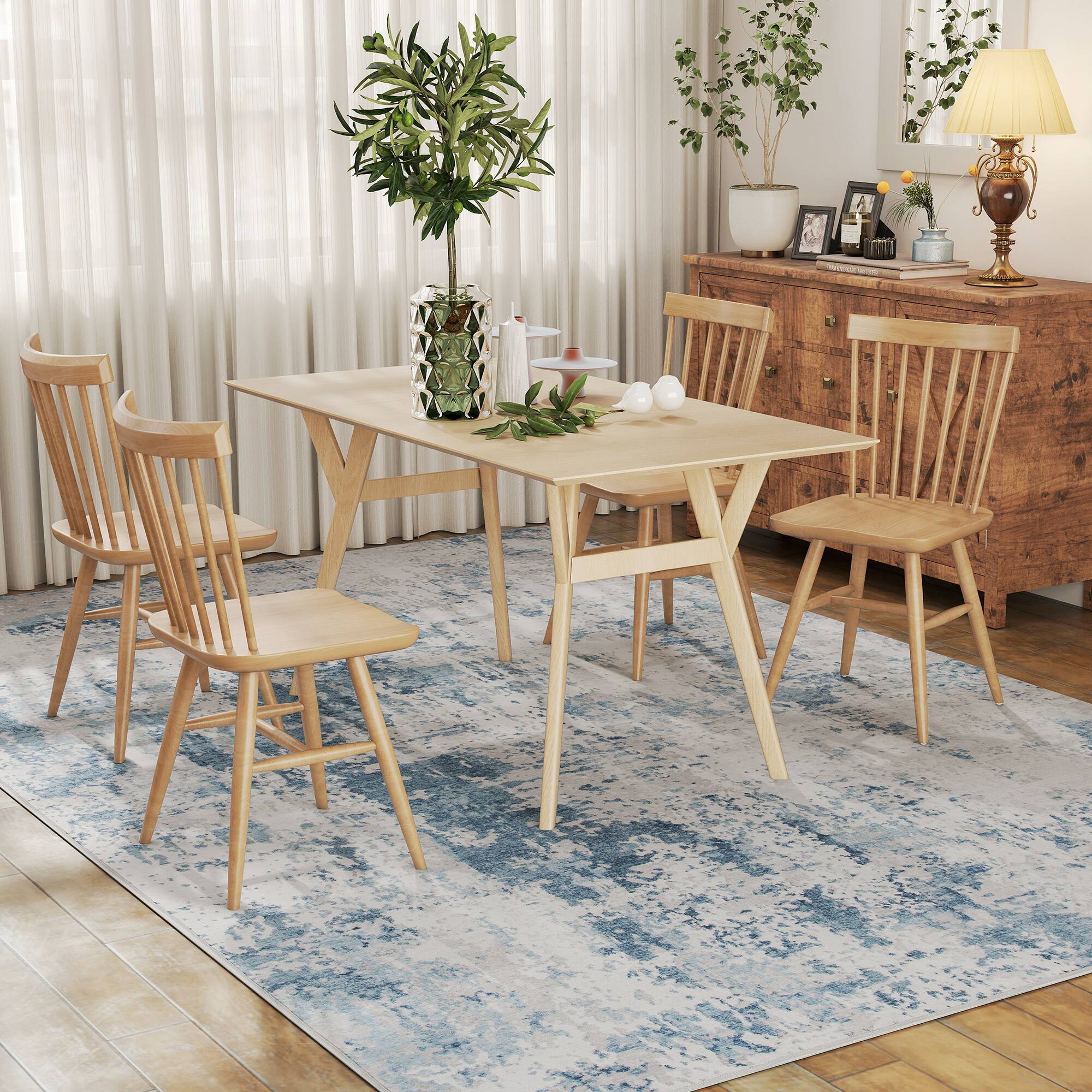 Alt View 8. Homcom - Area Rug 8x10, Machine Washable, Non-Slip Modern Abstract, for Living Room, Bedroom - Blue.