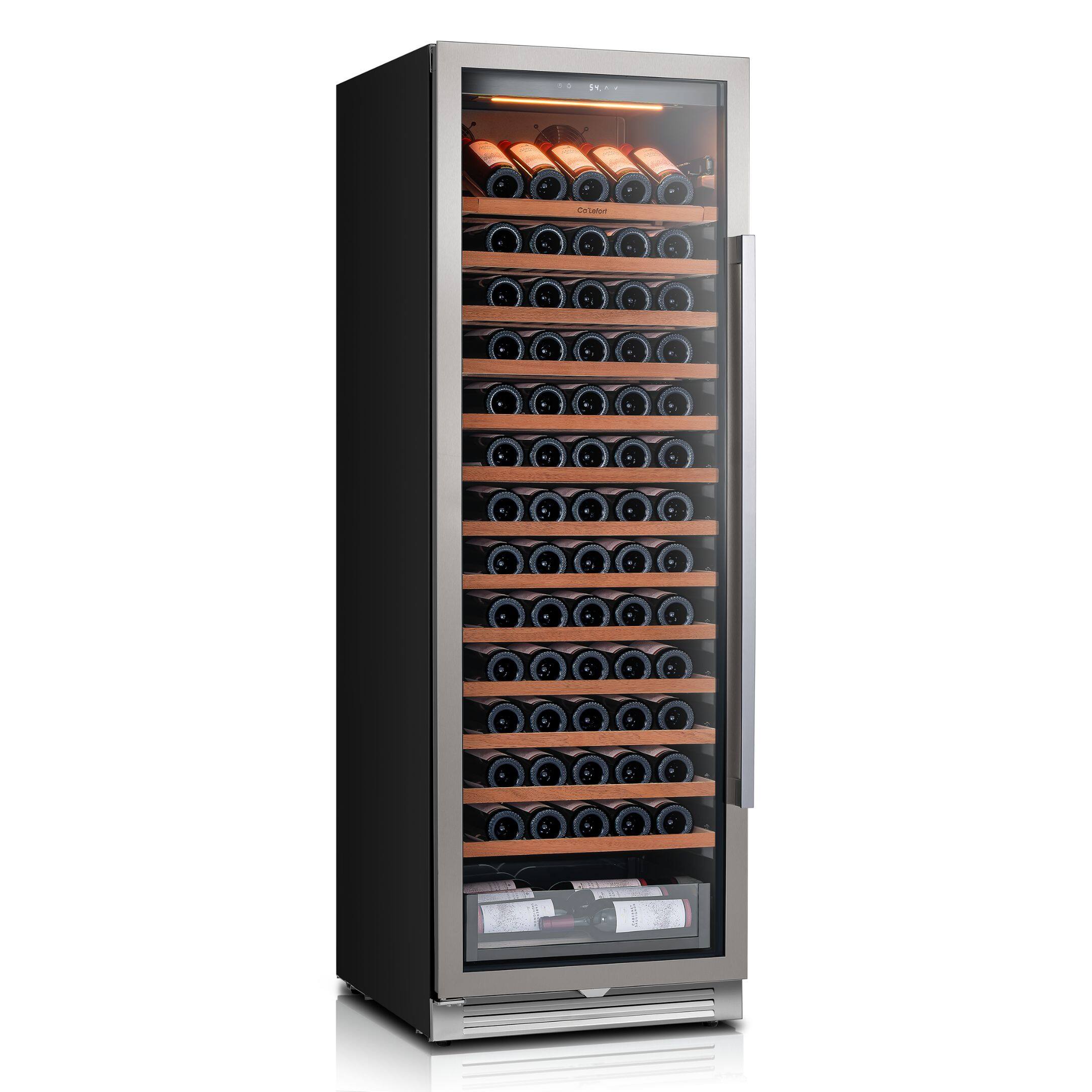 Angle. Ca'Lefort - 24 inch Wine Cooler Refrigerator,166-Bottle Freestanding/Built-In Wine Fridge stainless steel for Home,Bar,Office - stainless steel.