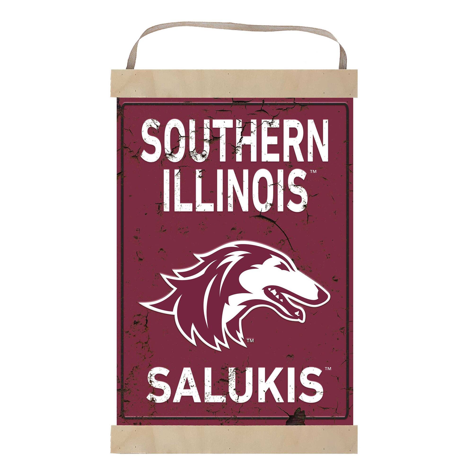 Southern Illinois Salukis Faux Rust Banner Sign