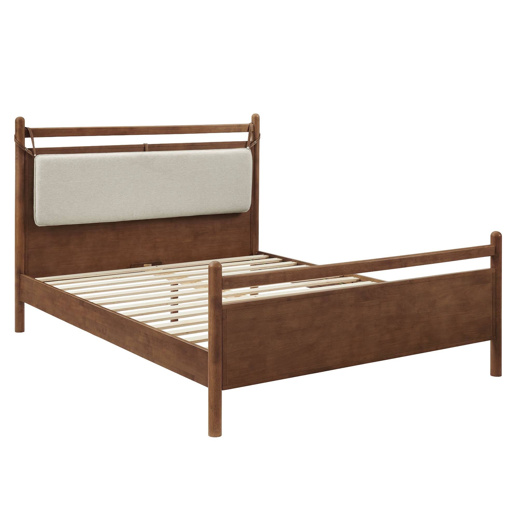 Alt View 2. Modway - Leni Wood Platform Bed Frame by Modway - Walnut Heathered Ivory.
