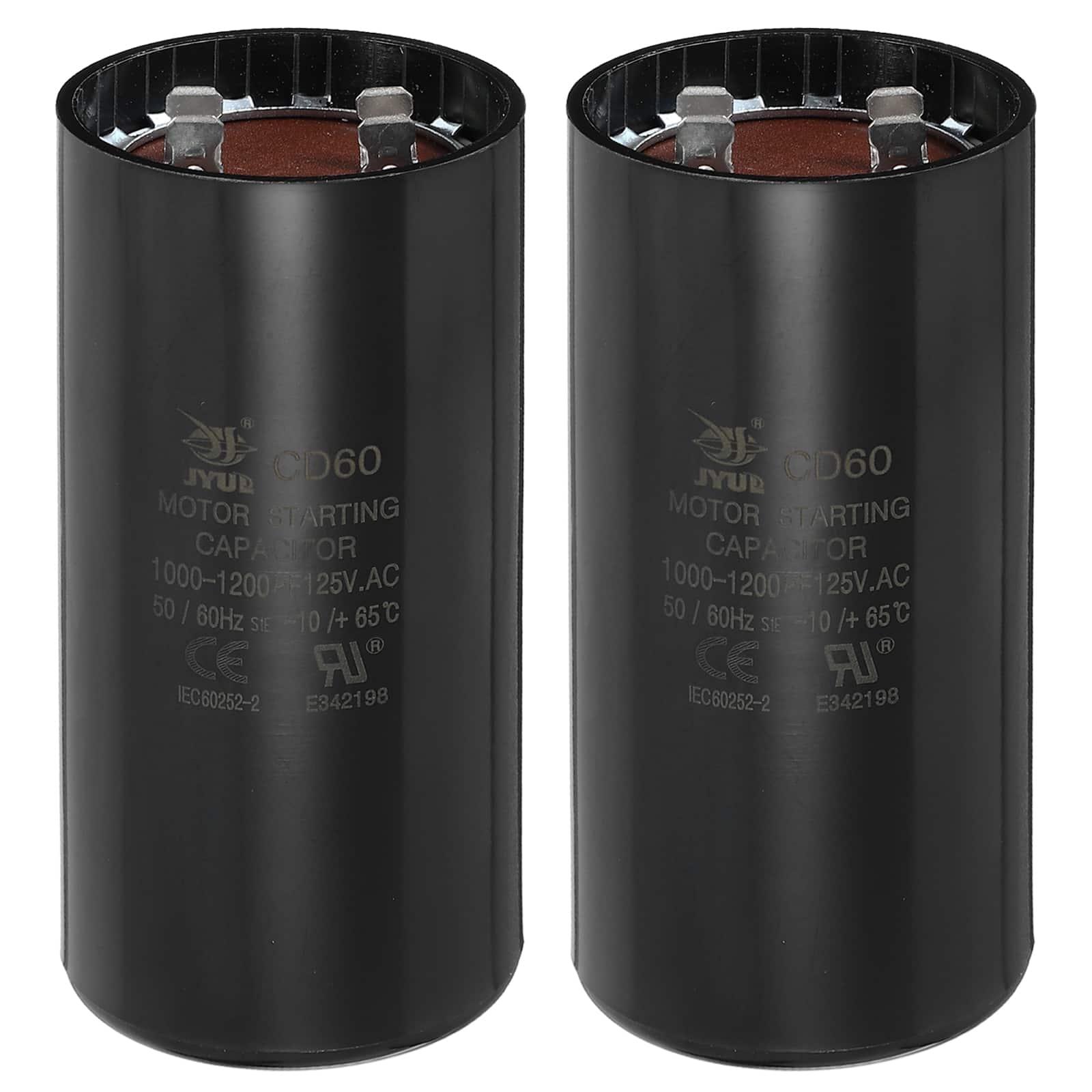 Unique Bargains - 2pcs CD60 Capacitor 1000-1200 Mfd, 125 VAC Run Motor Start for Electric Fan/Well Pump - Black