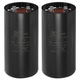 Unique Bargains - 2pcs CD60 Capacitor 1000-1200 Mfd, 125 VAC Run Motor Start for Electric Fan/Well Pump - Black