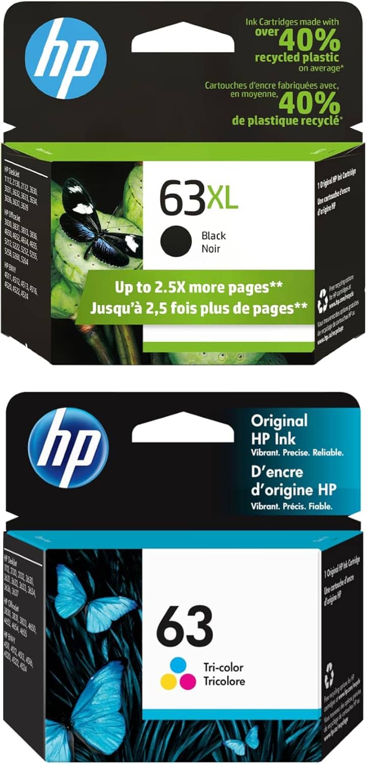 HP - 63 Ink Cartridge Bundle 2-Pack - Black | Cyan | Magenta | Yellow