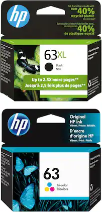 HP - 63 Ink Cartridge Bundle 2-Pack - Black | Cyan | Magenta | Yellow