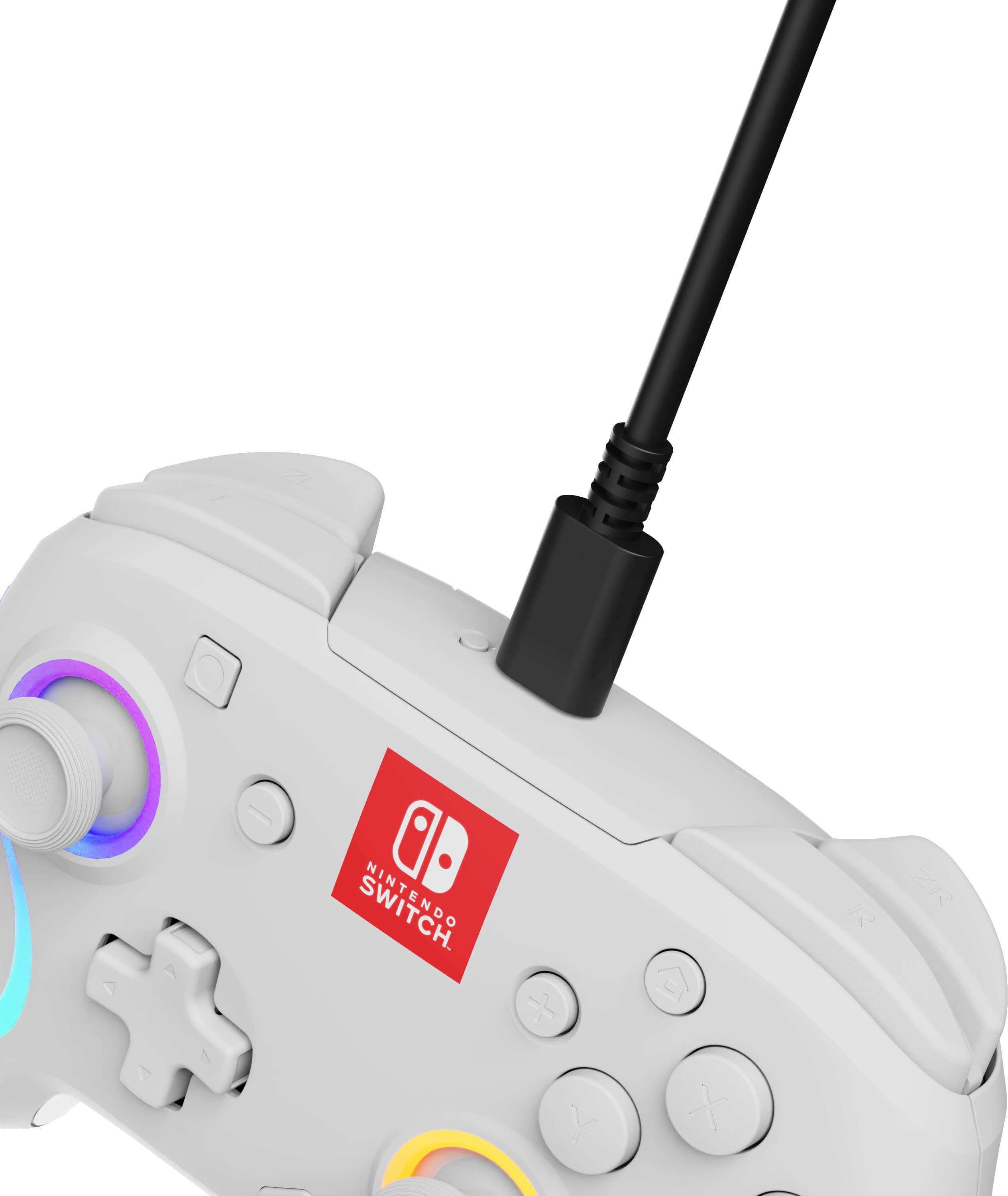 Alt View 27. PDP - Afterglow Wave Wireless RGB Gaming Controller for Nintendo Switch, Nintendo Switch 2 - White.