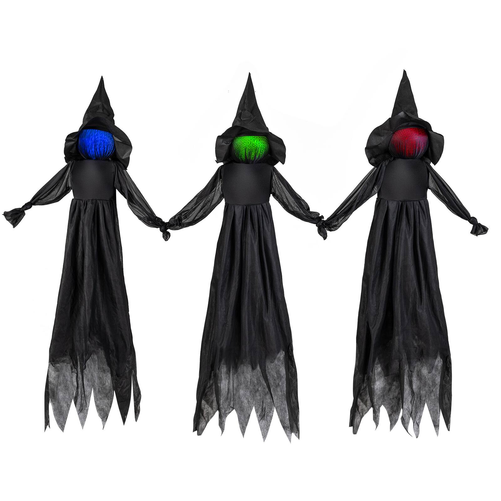 Alt View 9. Costway - Costway 4.3 FT Light Up Witch Stakes Set of 3 Spooky Halloween Display Set for Graveyard - Black.