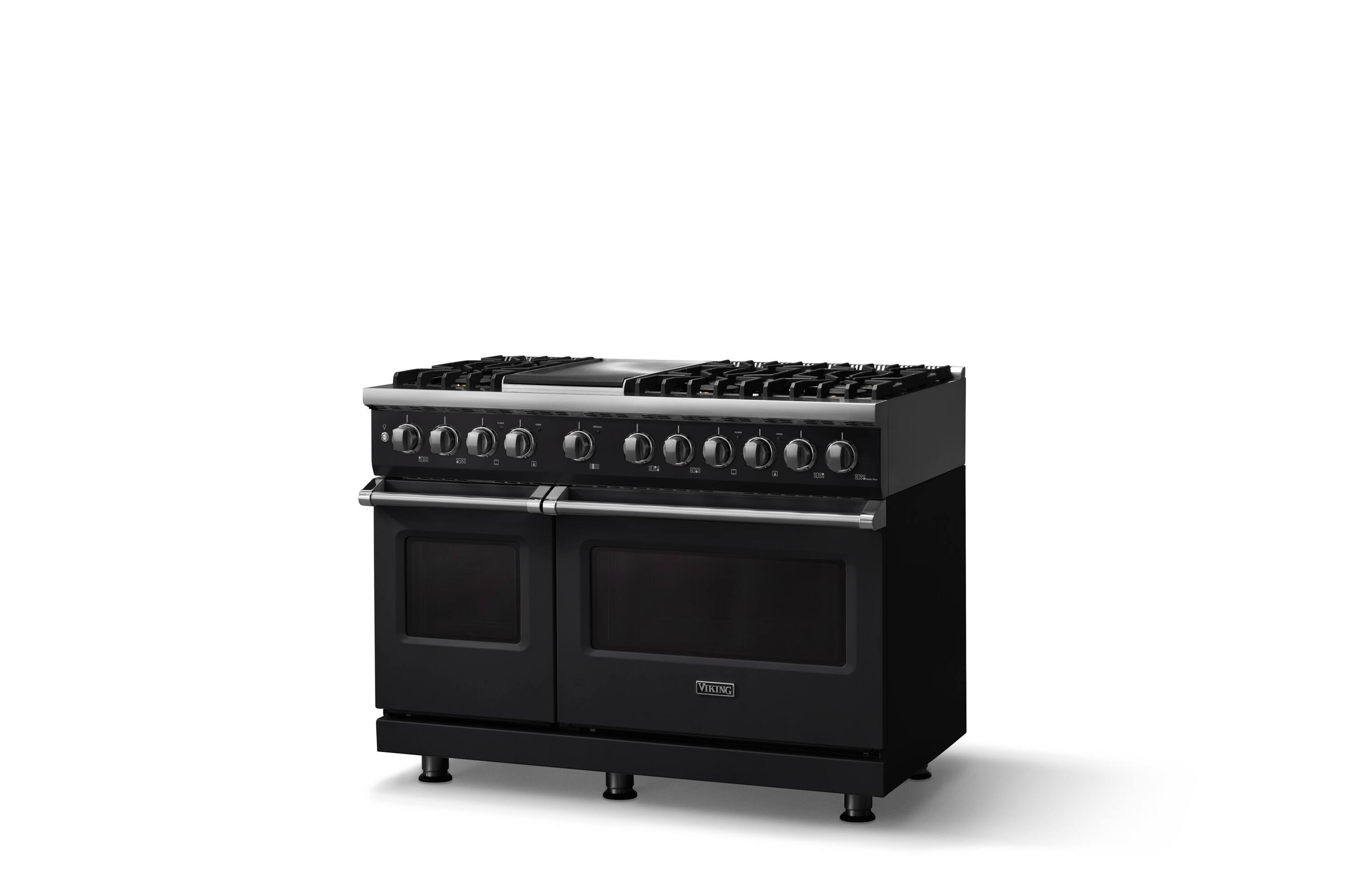 Angle. Viking - 48"W. 6 Burner Pro 5 Series 7.3 Cu. Ft. Freestanding Sealed LP Dual Fuel Convection Range/Griddle - Onyx.