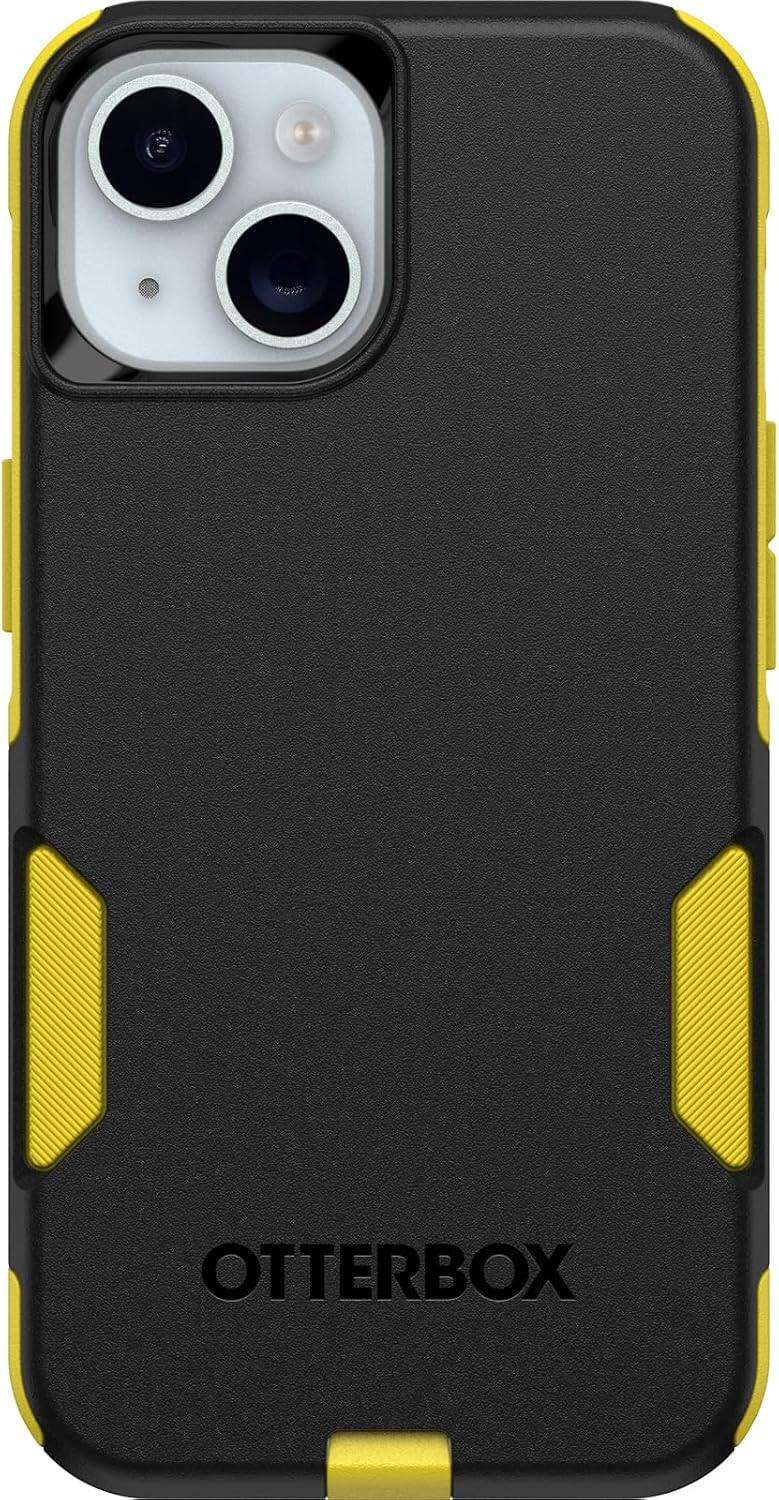 Left. OtterBox - OtterBox - Commuter Series Hard Shell Case for Apple iPhone 17e, Apple, iPhone 16e, iPhone 15, iPhone 14, & iPhone 13 - Night (Black & Yellow).