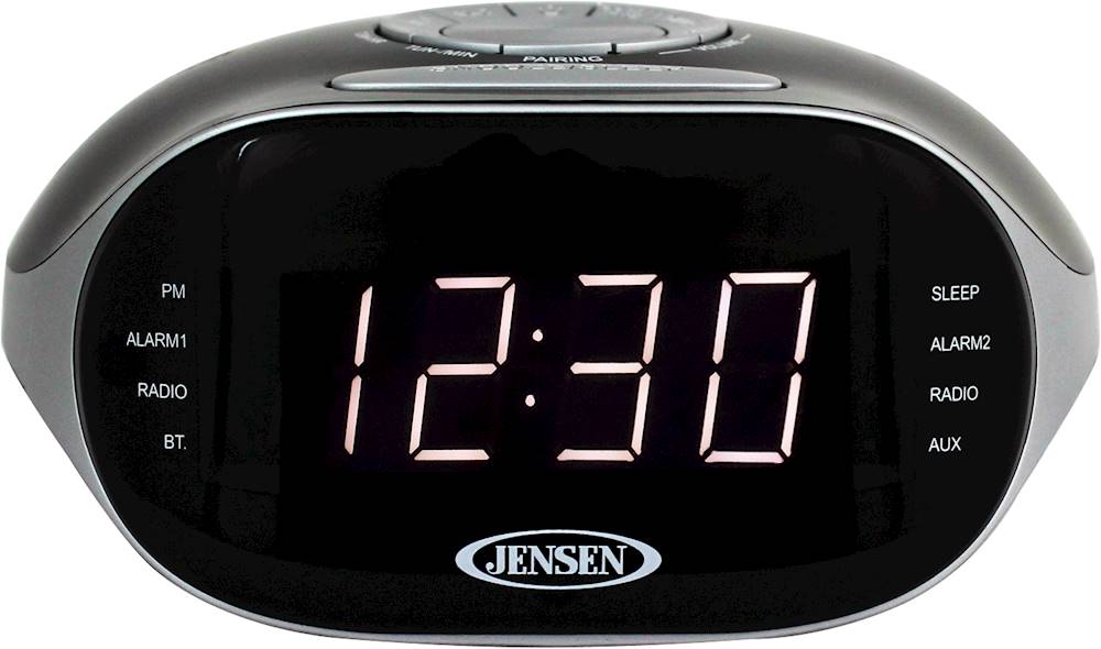 Jensen - AM/FM Dual-Alarm Clock Radio - Silver/black