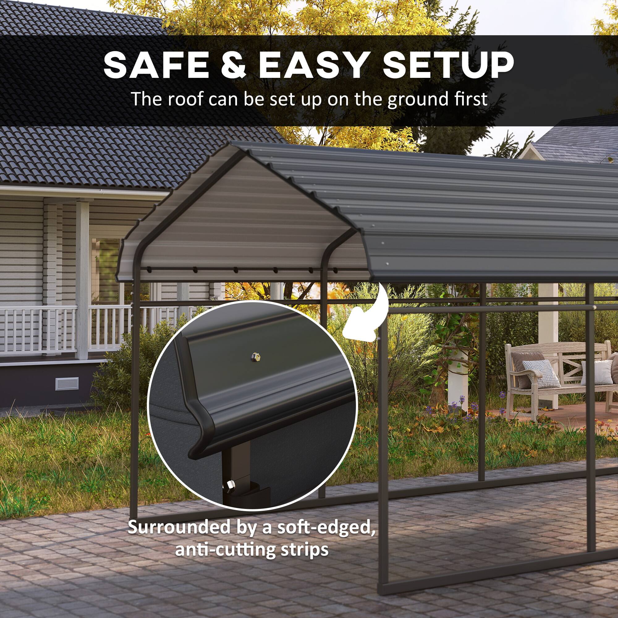 SAFE & EASY SETUP  
The roof can be set up on the ground first  

Surrounded by a soft-edged, anti-cutting strips