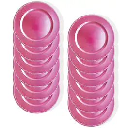 American Atelier - Beaded Charger Plate 12-Piece Set - Elegant Table Setting Decor - Pink