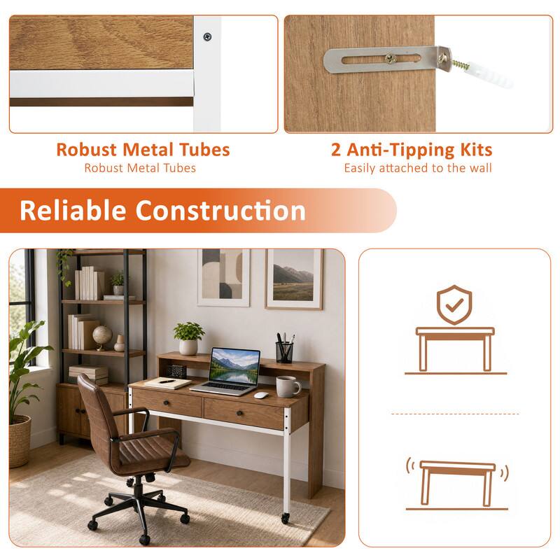 Robust Metal Tubes  
2 Anti-Tipping Kits  
Easily attached to the wall  
Reliable Construction