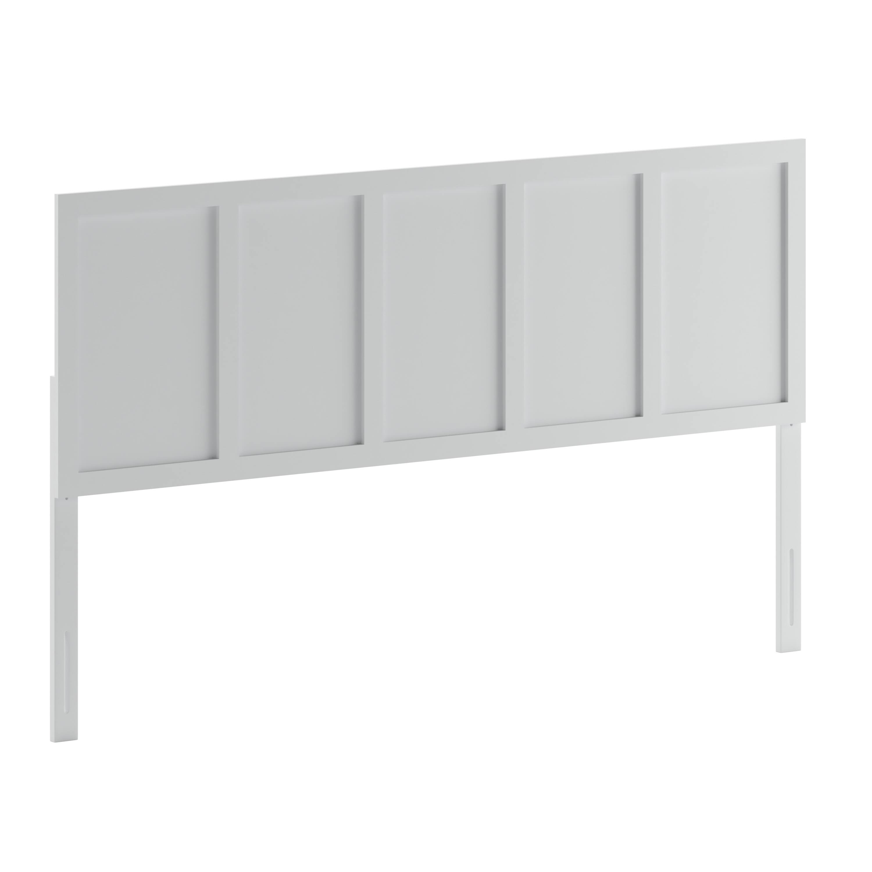 Alt View 1. Emma + Oliver - Omar Paneled Wooden Adjustable Headboard Only - White.