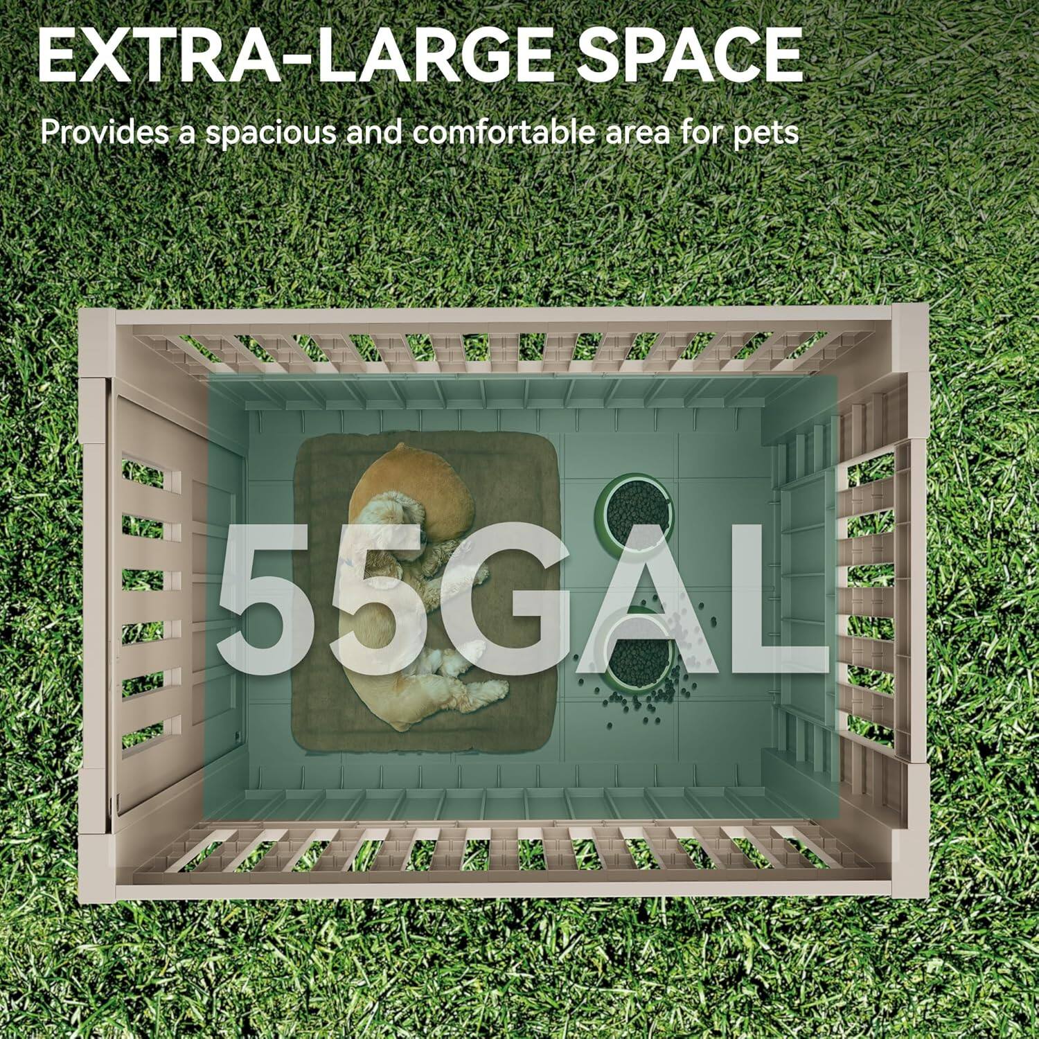 EXTRA-LARGE SPACE  
Provides a spacious and comfortable area for pets  

55GAL