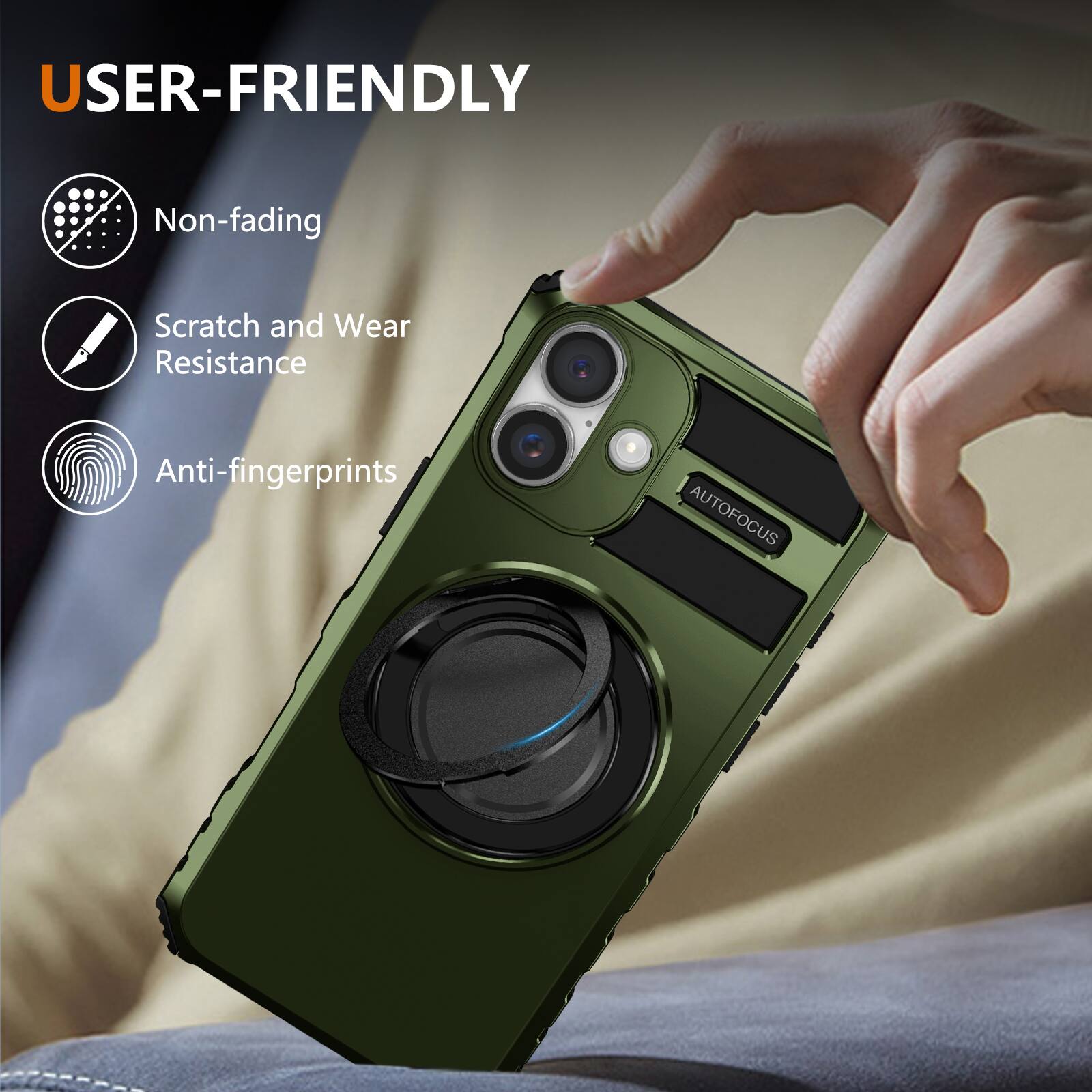 USER-FRIENDLY  
- Non-fading  
- Scratch and Wear Resistance  
- Anti-fingerprints  
- AUTOFOCUS