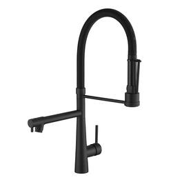 Ropilly - Pull Down Kitchen Faucet, Dual Outlet Pull Down Sprayer Faucet with 360 Swivel Spout - Black