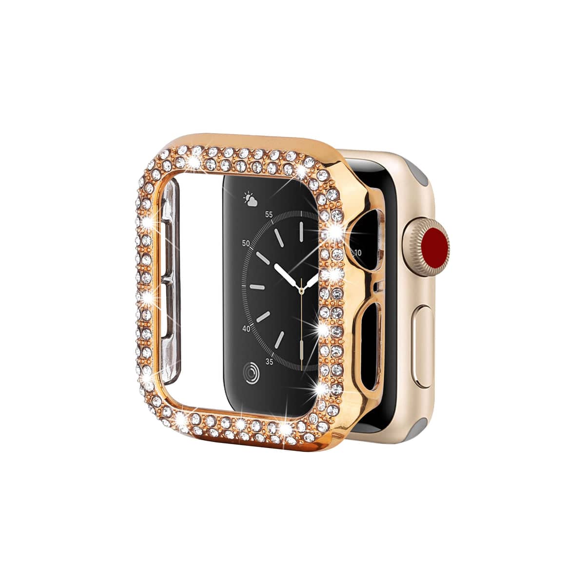 Entronix - Diamond Case for Apple Watch Series 9/8/7, 41mm with Built-In Screen Protector - Gold