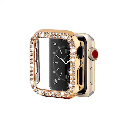 Front. Entronix - Entronix Diamond Case for Apple Watch Series 9/8/7, 41mm with Built-In Screen Protector - Gold.