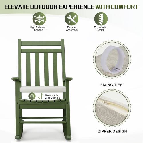 ELEVATE OUTDOOR EXPERIENCE WITH COMFORT

- High Rebound Sponge
- Easy to Assemble
- Ergonomic Design
- FIXING TIES
- 1 Removable Seat Cushion
- ZIPPER DESIGN