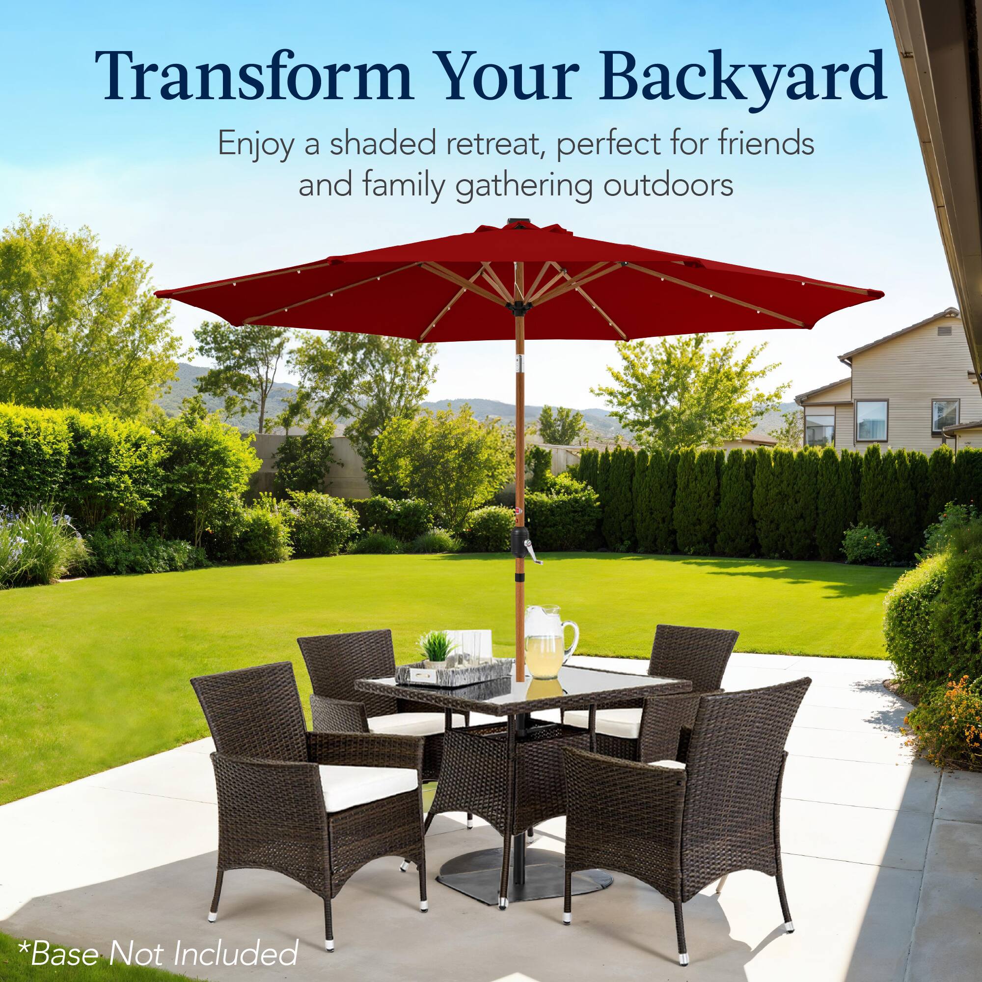 Transform Your Backyard

Enjoy a shaded retreat, perfect for friends and family gatherings outdoors.

*Base Not Included