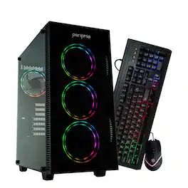 Periphio - Terra Gaming PC Bundle-AMD Ryzen 5, Radeon Vega 7 iGPU, 16GB RAM, 1TB NVMe (SSD), Win 11 Gaming with Mse+Kybd - Black