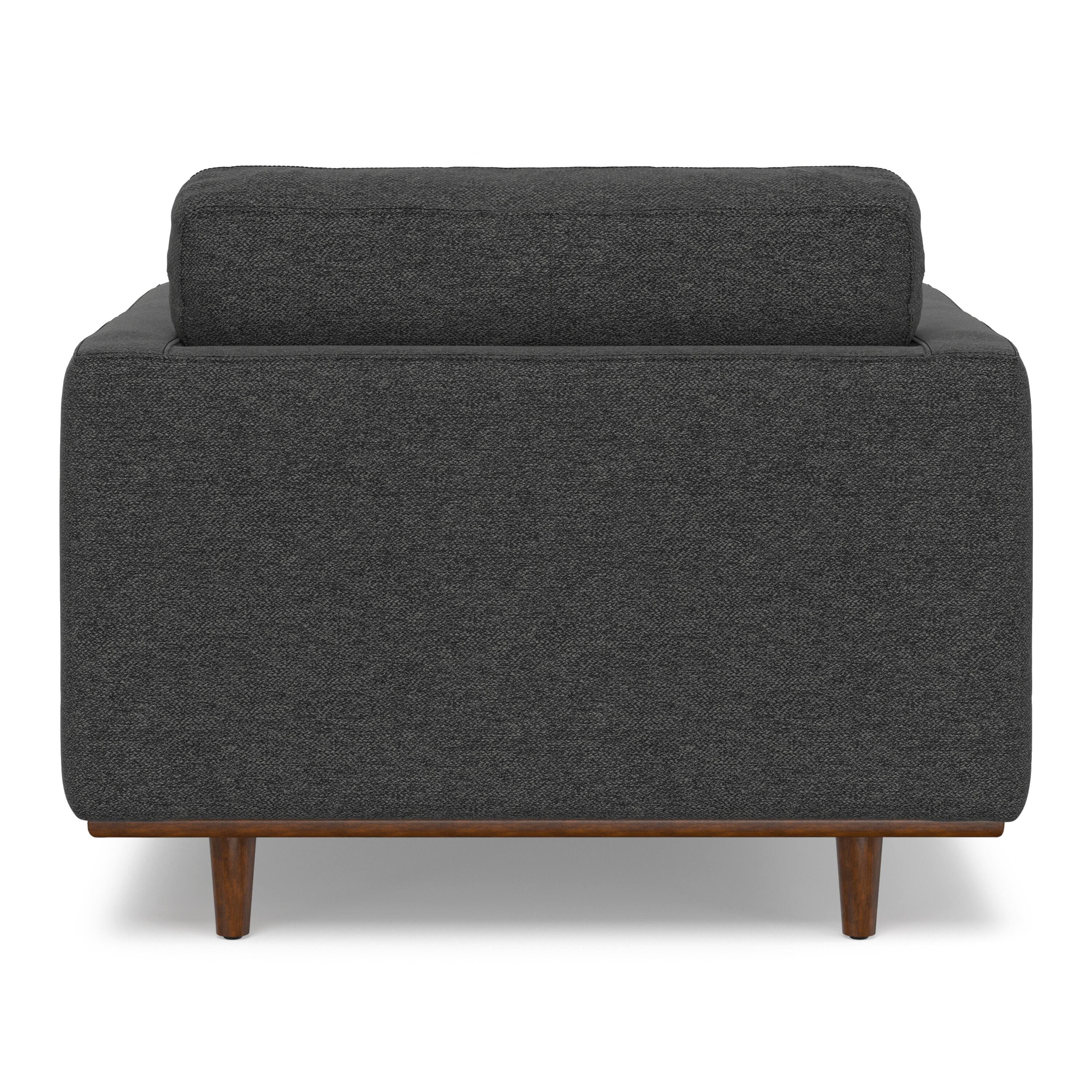Back. Simpli Home - Morrison 42 inch Wide Mid-Century Modern Arm Chair in Charcoal Grey - Charcoal Grey.