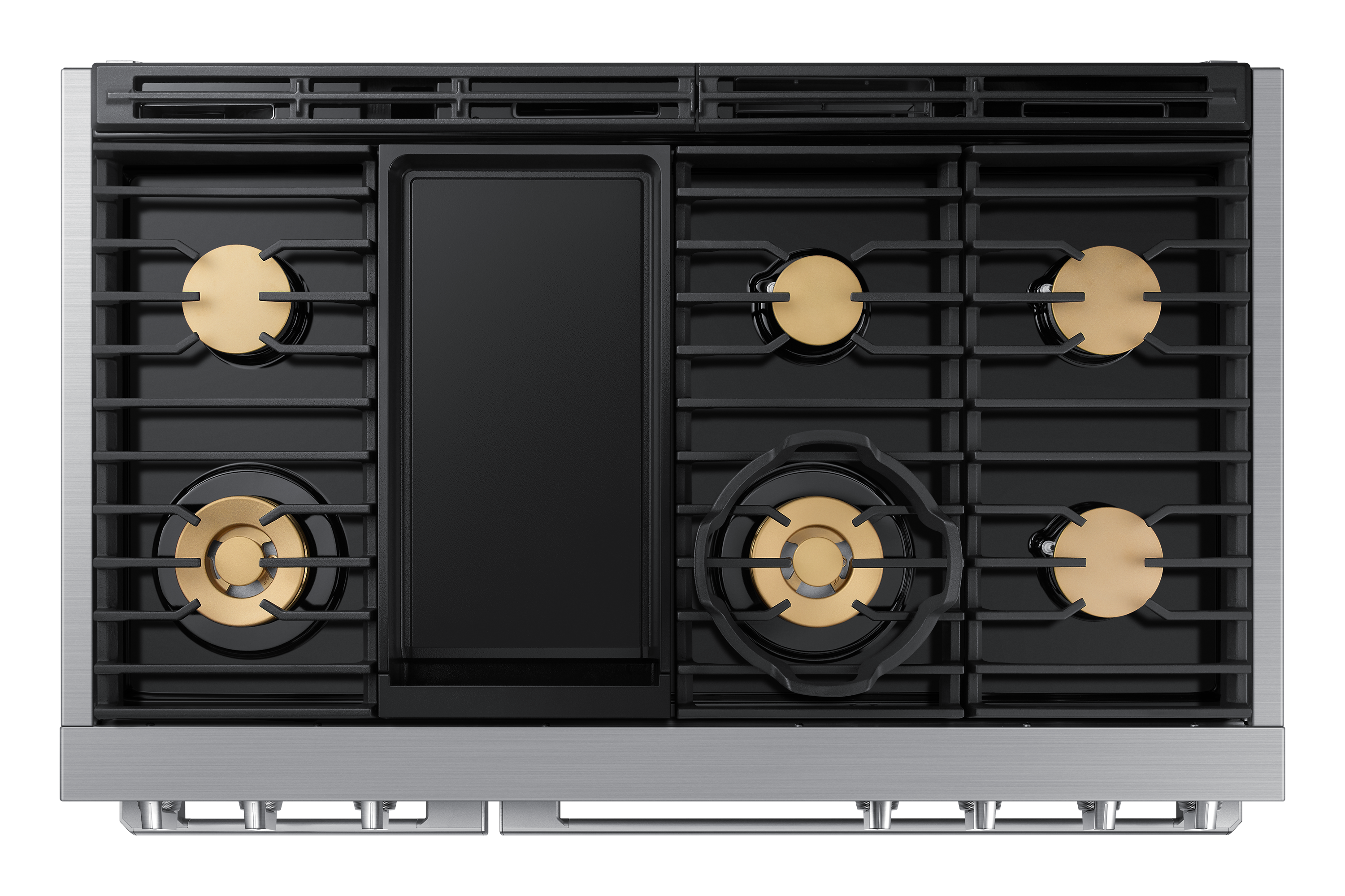 Alt View 3. Dacor - Contemporary 8.8 Cu. Ft. Slide-In Dual Fuel Four-Part Pure Convection Range with GreenClean and Griddle - Silver Stainless Steel.