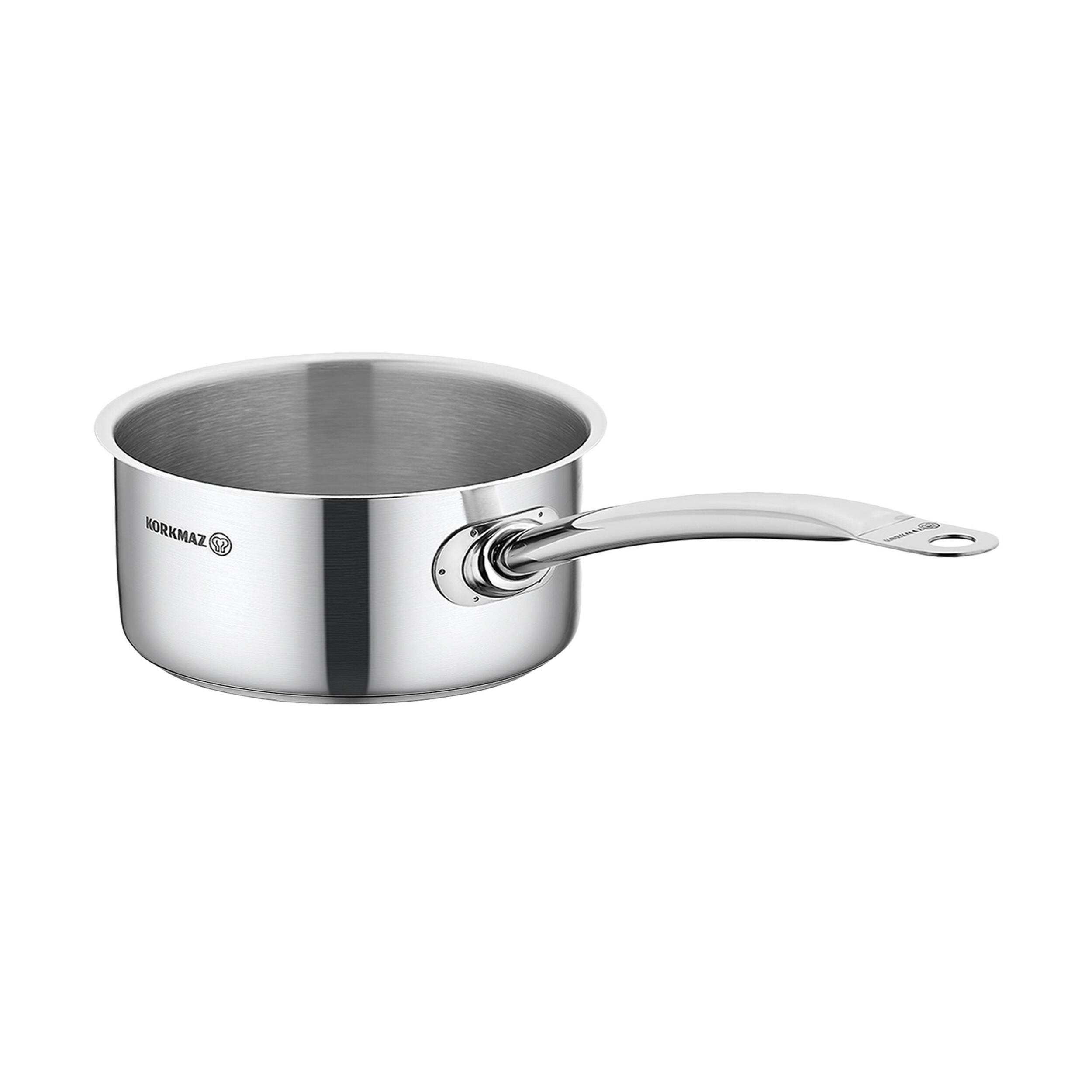 Front. Korkmaz - Korkmaz Gastro Proline 1.9 Liter Stainless Steel Saucepan in Silver - Silver.