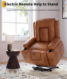 Acekool - Power Lift Recliner Chair-Heat and Massage,PU Leather Electric Lift Recliner for Elderly & Mobility Impaired for Seniors - Brown