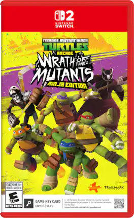 02 NINTENDO SWITCH
TEENAGE MUTANT NINJA TURTLES ARCADE WRATH OF THE MUTANTS NINJA EDITION
EVERYONE 10+ ENFANTS et ADULTES 10+ E 10+ ESRB
nickelodeon TRAILMARK GAMES 5-GB Full game download via internet required. See back. GAME-KEY CARD
Téléchargement du jeu complet (6 Go) via Internet nécessaire. Voir au verso. CARTE CLÉ DE JEU
support.nintendo.com/switch2/gamekeycard - E10+ (Everyone 10+)