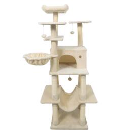 Gymax - 63'' Large Cat Tree for Indoor Cats w/Plush Top Perch Condo Hammock Basket Bed Beige