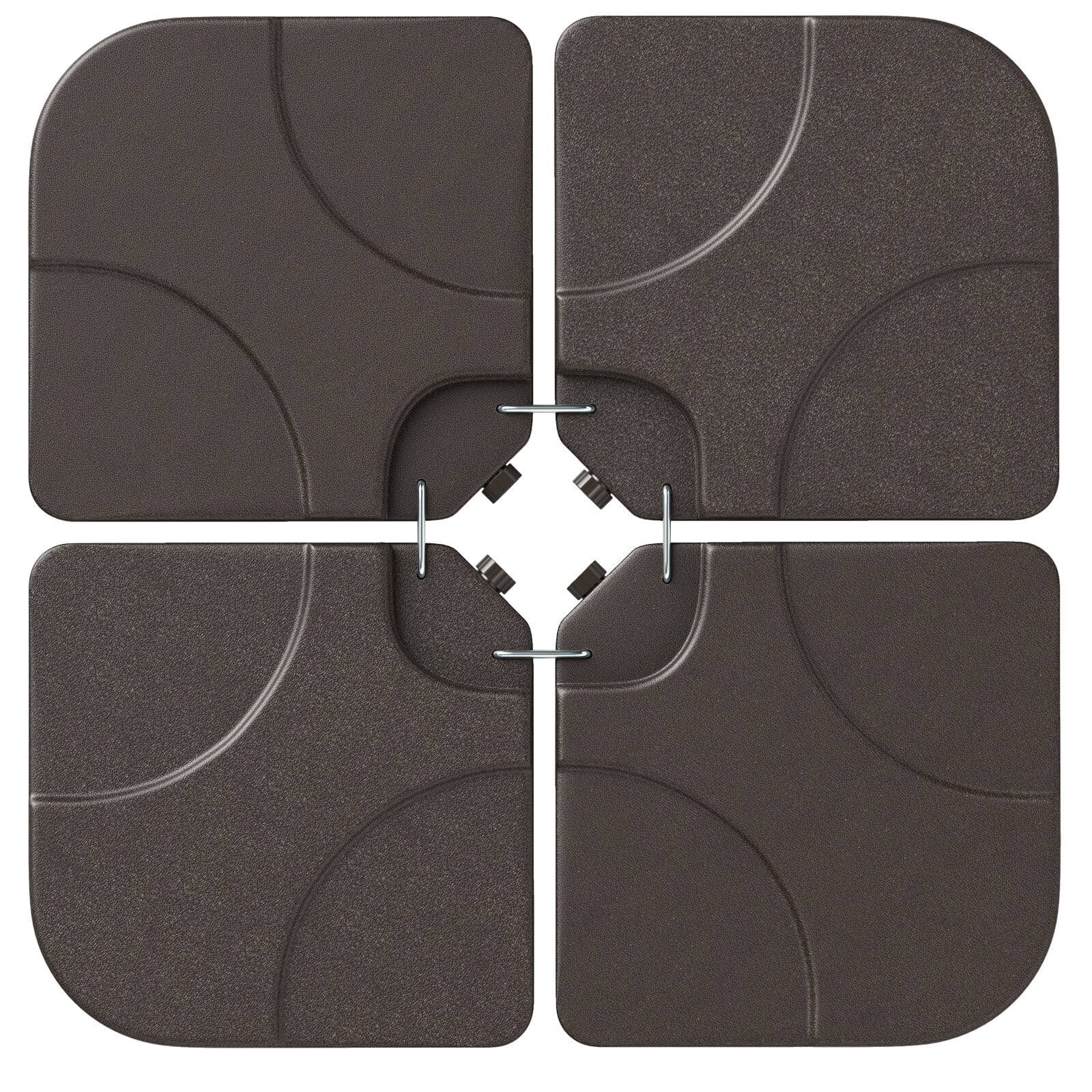 Costway - 20" Patio Offset Umbrella Base Stand Water Filled Base Weights Sand Plate Set - Brown