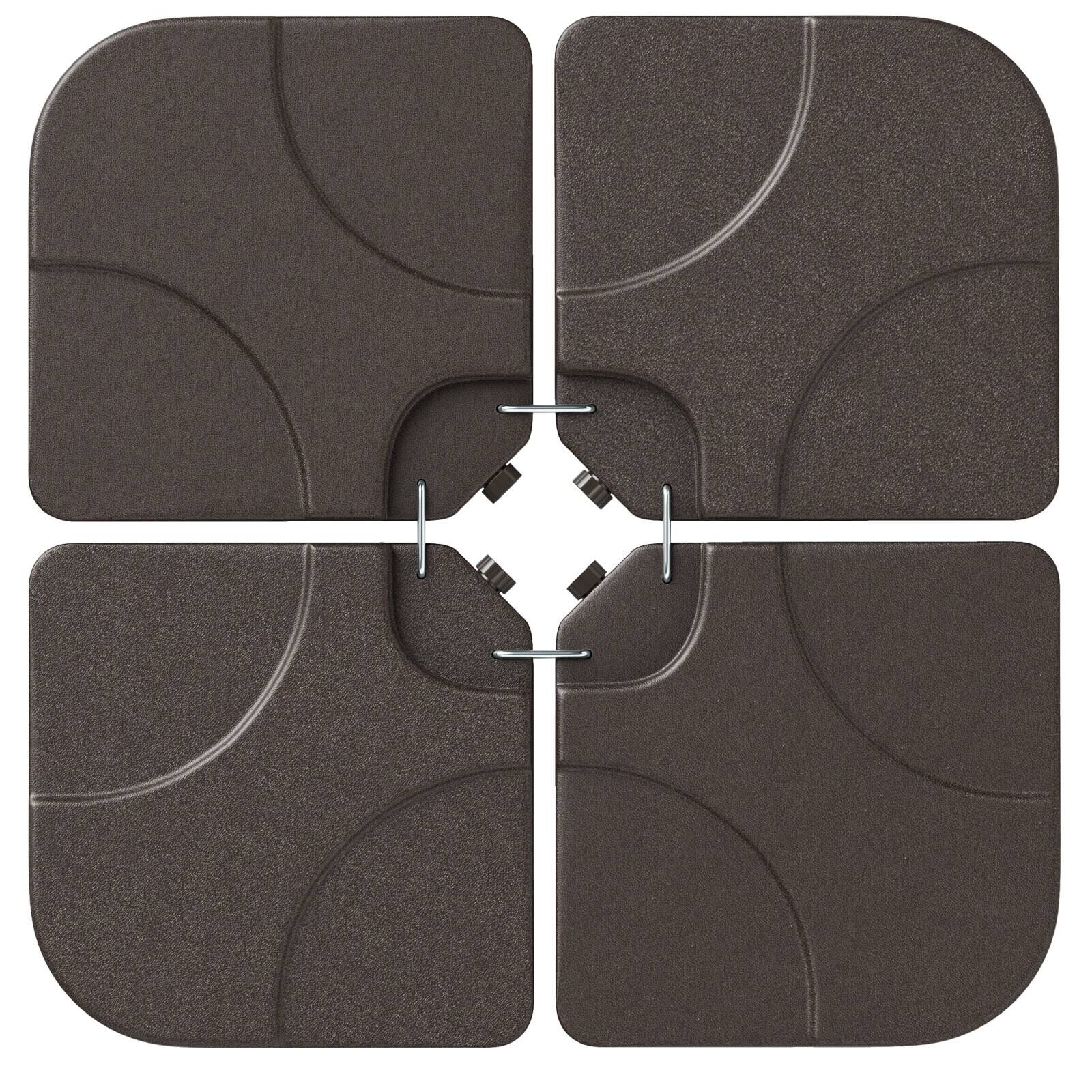 Front. Costway - Costway 20" Patio Offset Umbrella Base Stand Water Filled Base Weights Sand Plate Set - Brown.