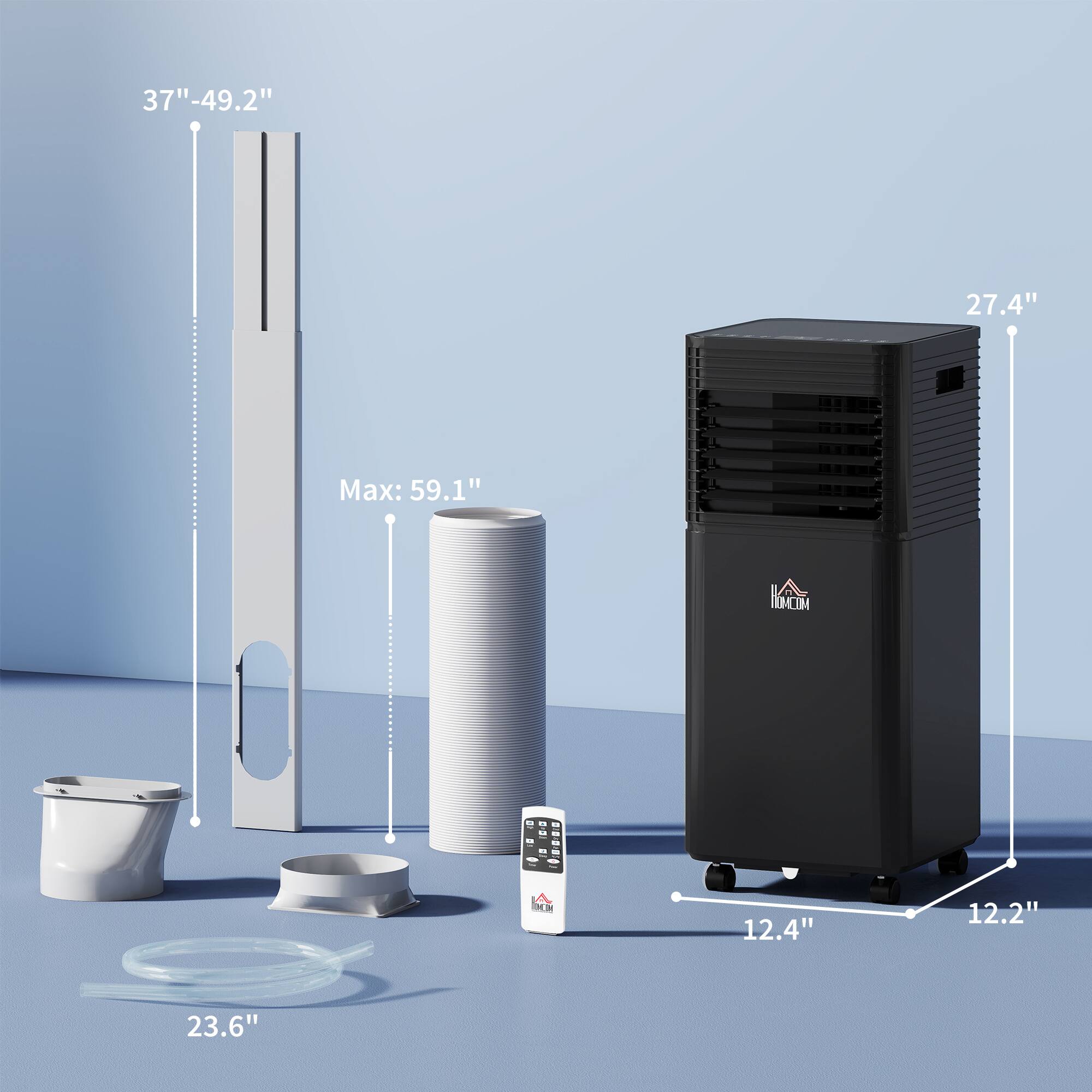 37"-49.2"  
Max: 59.1"  
27.4"  
12.4"  
12.2"  
23.6"