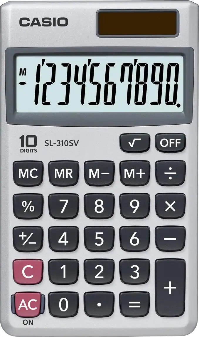 Front. Casio - Portable Calculator - Silver.