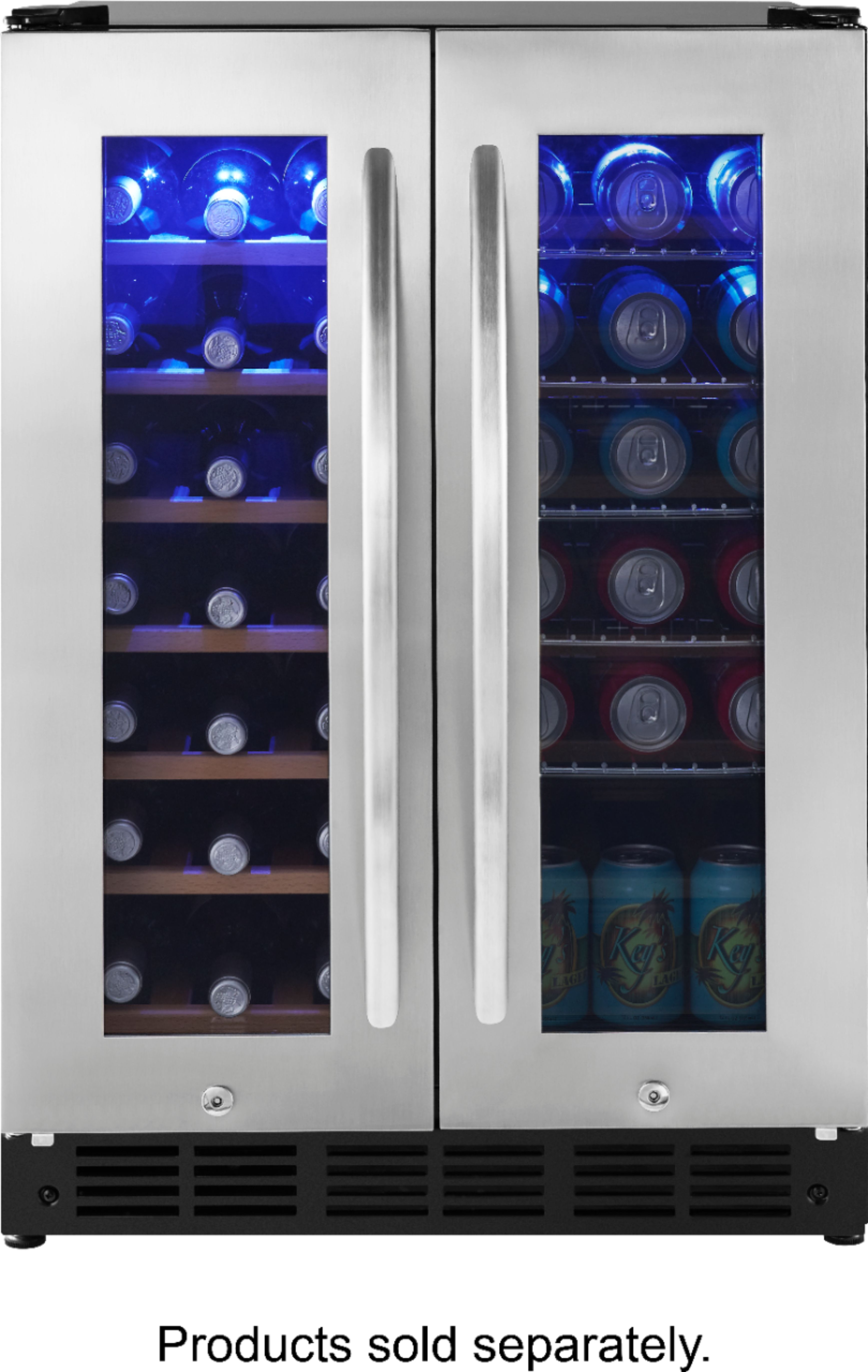 Insignia™ - 42 Bottle or 114 Can Built-in Dual Zone Wine and Beverage Cooler - Stainless steel
