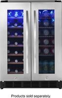 Insignia™ - 42 Bottle or 114 Can Built-in Dual Zone Wine and Beverage Cooler - Stainless steel - Front_Zoom
