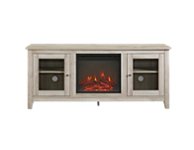 Front Zoom. Walker Edison - Traditional Two Glass Door Fireplace TV Stand for Most TVs up to 65" - White Oak.