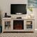Alt View 1. Walker Edison - 58" Transitional Two Glass Door Fireplace TV Stand for Most TVs up to 65" - White Oak.