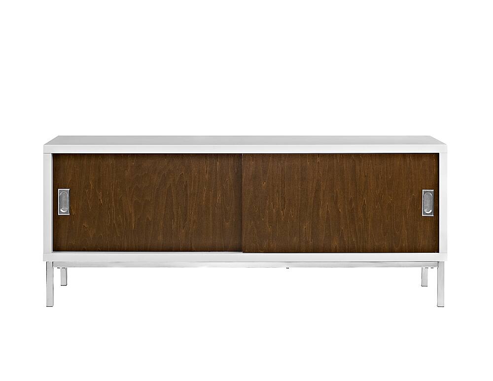 Front. Walker Edison - Modern TV Console for Most TVs Up to 65" - Two-tone Walnut/White.