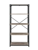 Walker Edison - Industrial Wood 4-Shelf Bookcase - Driftwood - Front_Zoom