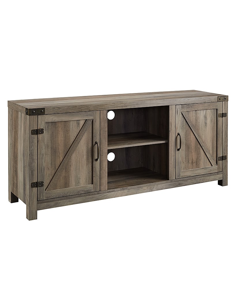 Angle. Walker Edison - Rustic Barn Door Style Stand for Most TVs Up to 65" - Gray Wash.