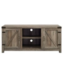 Walker Edison - Rustic Barn Door Style Stand for Most TVs Up to 65" - Gray Wash - Front_Zoom